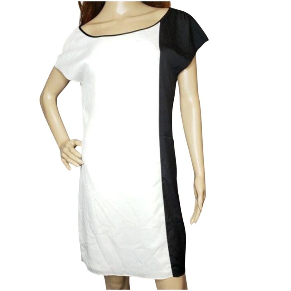 Express Colorblock Asymmetrical Dress In Black & White Size M casual summer fall